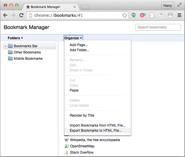 how to import bookmarks from safari to chrome