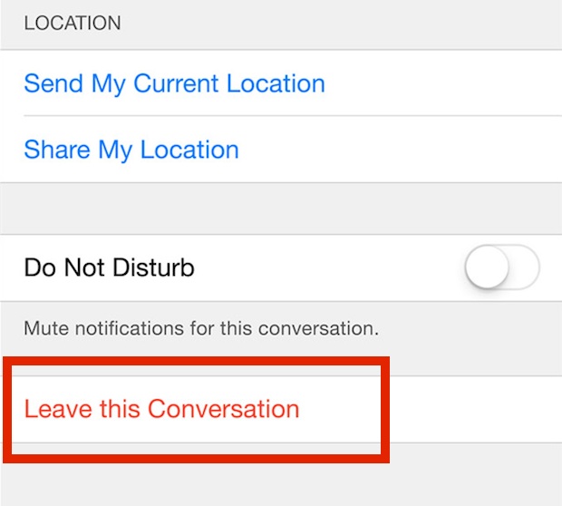 how to leave group message on iphone